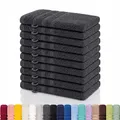 Lavea® 10er Waschhandschuh Set Elena, 10 Stück, 100% Baumwolle, Frottee, Waschlappen, saugstark, weich, für Körper und Gesicht, waschbar 60 °C, trocknergeeignet, Anthrazit, 15 x 21 cm
