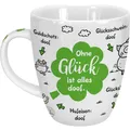 Sheepworld Tasse "Ohne Glück ist alles doof" | Porzellan, 45 cl | Sprüche-Tasse für Kaffee und Tee, Porzellantasse mit Spruch, Silvester | 46504