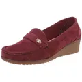 Ital-Design Eleganter Damen Slipper mit Wedge-Sohle und Details Slipper (90482664) Keilabsatz/Wedge Mokassins in Weinrot rot 36 EU