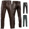 Radmasters Herren Lederhose lederjeans bikerjeans Jeans Hose aus Echtleder seitlich geschnürt (DE/NL/SE/PL, Numerisch, 56, Regular, Regular, Dunkelbraun)