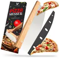 Pizzamesser mit 32cm Klinge  Scharfer Pizzaschneider aus Edelstahl mit Holzgr...