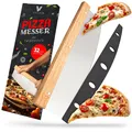 Villkin Pizzamesser – Wiegemesser mit 32cm Edelstahlklinge | Holzgriff