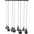 Pendelleuchte Glas 8 flammig Esstischlampe schwarz Hängeleuchte Esszimmer Glas chrom bedampft, unterschiedliche Lampenschirme, 8x E14, LxH 115x150 cm
