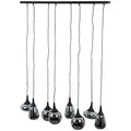 TRIO Leuchten Pendelleuchte, Leuchtmittel nicht inklusive, Pendelleuchte Glas 8 flammig Esstischlampe schwarz grau