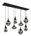 Trio Leuchten Pendelleuchte Lumina 317000832, Metall Schwarz matt, Glas Chrom bedampft, exkl. 8x E14