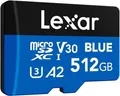 Lexar Blue Micro SD Karte 512GB, bis zu 160 MB/s Lesen, microSDXC UHS-I-Karte