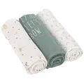 LÄSSIG Baby Mulltuch Spucktuch Puckdecke 3er Set Baumwolle 80 x 80 cm/Heavenly Soft Swaddle L Garden Explorer Tractor