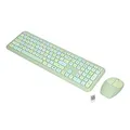 ciciglow Tastatur-Maus-Combo, 110 Tasten Multi Color Mute Cover Wireless Keyboard und Mouse Set 2.4G Wireless 1200 DPI Keyboard Set für Home Office(Grüne Mischfarbe)