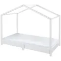 roba Hausbett 70 x 140 cm - Bodenbett für Kinder - Montessori Prinzip - Erweiterbar durch Lattenrost, Matratze und Hausbettbezug - Holz weiß lack... - Weiß