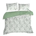 Bettwäsche Kissenbezug Bettbezug 200x220cm weiß grün Botanish 3tlg Bettwaren Set