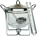 Feuerzangenbowle Feuerzange Punschgefäß Glasschale Edelstahldeckel Stövchen Neu