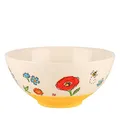 Mila Keramik-Schale Lovely Flowers Müsli Dessert Nachtisch Eiscreme sommerliche Suppen-Schüssel Snack mit Blüten Wild-Blumen Marienkäfer und Bienen