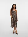 Spaghettikleid "VMJOSIE CALF SINGLET DRESS WVN GA NOOS", Gr. L (40) - N-Gr, Egret AOP:Leo N-Gr
