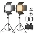 NEEWER 660 LED Videolicht Panel 2 Set mit Stativ/Faltbarer Diffusor: (2) Bi Farbe CRI96+ Videoleuchte Fotolicht mit Barndoor (2) 75" Lichtstativ für Fotografie Licht Video Studio Dauerlicht Filmlicht
