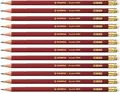 STABILO - Bleistift mit Radierer - Swano in rot - 12er Pack - Härtegrad HB