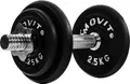Movit® Kurzhantel Set - 10 kg, Gusseisen, Ø31mm, mit Hantelscheiben, 2,5/1,25 kg, Sternverschluss, Gerändelt, Verstellbar, Schwarz - Hantelset