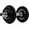MOVIT® Kurzhantel PRO Set, Gusseisen Hantel, 1x 10kg, Stange 30mm Standardnorm, Griff gerändelt, Sternverschlüsse, Hantel Set Kurzhantelset Gewichte