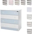Lorelli Kommode Dresser 81 x 50 x 86 cm, 4 große Schubladen, schnelle Montage weiß blau