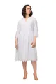 Ulla Popken Damen große Größen Übergrößen Plus Size Midikleid, Lochspitze, Tunika-Ausschnitt, 3/4-Arm schneeweiß 50+ 816704200-50+