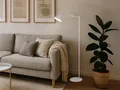 Kleine dimmbare Retro Stehlampe zum Lesen mit Schwenkarm, Hellgrau, Höhe 126,5cm