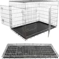 Mucola Drahtkäfig faltbar Hundetransportbox Hunde Transportbox Transportkäfig Gitterbox Hundekäfig - 120 x 80,5 x 75 cm Silber
