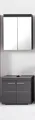 Badmöbel-Set "Avena", (2 St.), Badezimmermöbel in Grau - Waschbeckenunterschrank und Spiegelschrank, Korpus: Grau Melamin, Front: Agave Grau Hochglanz Tiefzieh