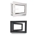 Kellerfenster - Kunststoff - Fenster - innen weiß/außen anthrazit - BxH: 120 x 40 cm - 1200 x 400 mm - DIN Rechts - 2 fach Verglasung - 60 mm Profil