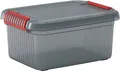 SuperSparSet 10x Mehrzweck Aufbewahrungsbehälter MANATEE mit Deckel | HxBxT 39x59x28cm| 42 Liter | Grau/Orange | Behälter, Box, Aufbewahrungsbehälter, Aufbewahrungsbox