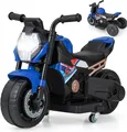 COSTWAY 2 in 1 Elektro Motorrad Kinder Elektromotorrad mit Musik & Hupe 74 x 38 x 48 cm (Blau)
