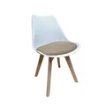 Esszimmerstuhl Atlanta Weiß/Beige Kunststoffschale mit Sitzfläche aus Polyester