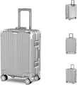 Voyagoux® AEON Handgepäck Koffer - Trolleys - 42L - TSA Schloss - Mit Rollen - Silber - Aluminiumrahmen