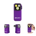 OLIGHT Oclip Pro Mini LED Taschenlampe mit Flutlicht, fokussiertes Licht und Rotelicht,500 LM helle USB-C wiederaufladbare Taschenlampe,IPX6 Clip Lampe kleine Blinklicht für Läufer Camping (Lila)