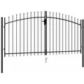 vidaXL Zauntor Doppelflügel mit Speerspitzen Stahl 3 x 1,5 m Schwarz 146028