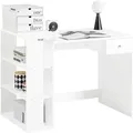 Fwt35-w Schreibtisch Mit 1 Schublade Und 3 Ablagen Tisch Arbeitstisch Computertisch Bürotisch, Weiß Bht Ca: 101x76x60cm - Sobuy
