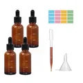 HSLUBI Pipettenflasche 30ml, 4 StüCk Brown Glass Bottles, Transparent Essential Oil, Perfume Bottle With Dropper, Refillable Cosmetic Containers, für Ätherische Öl, Parfümöle, Düfte,Flüssigkeit