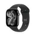 Apple Watch Series 11 GPS 46 mm Smartwatch mit Aluminiumgehäuse in Diamantschwarz und Sportarmband in Schwarz (S/M). Schlafindex, Fitnesstracker, Gesundheitstracking, Always-On Display, Wasserschutz