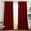 PONY DANCE Vorhang Blickdicht Ösen Übergardinen Wohnzimmer 2er Set H 245 x B 140 cm, Verdunklungsvorhänge für Schlafzimmer Gardinen Rot Verdunkelung Thermogardinen Hitzeschutz