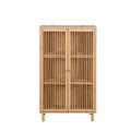 AD.CON Beistellschrank mit 2 Türen Bambusschrank Kommode Schrank aus Bambus mit 3 Ablageflächen Aufbewahrungsschrank 110x66x40cm Natural