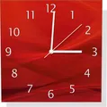Wallario Design Wanduhr Abstrakte rotes Muster - roter Stoff aus Aluverbund, Größe 30 x 30 cm