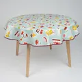 laro 140cm runde Wachstuch Tischdecke abwaschbar Wachstuchtischdecke mit Saum-Eingefasst-Paspelband, Muster:Geburtstag Torte Blau, Größe: Rund 140cm