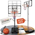 VALENESS® Basketballkorb Outdoor - [135 bis 305 cm] Höhenverstellbarer und Wetterfester Ständer - Profi Korb Mit Basketball und Pumpe für Kinder und Erwachsene (Jugendliche und Erwachsene)