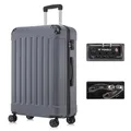 YONSLY Premium Reisekoffer TSA-Schloss,YKK-Reißverschluss Hartschalen-Koffer Trolley Rollkoffer Suitcase Handgepäck 4 Rollen (Grau, XL)