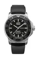 UMF RUHLA Automatik-Armbanduhr - UMF 1970-5 - Edelstahlgehäuse mit schwarzem Ziffernblatt - Silikon Armband mit Dornschliesse - Made in Germany