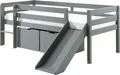 Vipack Spielbett Pino, Kiefer massiv, mit Rolllattenrost, 2 Rollboxen, Made in Europe (B/H/T ca. 207,6x83x175cm, inkl. Leiter, Absturzschutz und Rutsche), wahlweise mit oder ohne Hängeregal, 2 Farben zur Auswahl