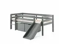 Natur24 Einzelbett Kojen-Spielbett 90x200 cm Schubkästen Rutsche Kiefer MDF Grau