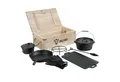 BBQ-Toro Grilltopf 8-teiliges Dutch Oven Set mit Dutch Oven, Grillplatte, Stieltopf, Gusseisen (8-teiliges Dutch Oven Set in Holzkiste, 8-tlg)
