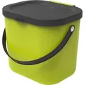 Rotho Mülltrennsystem 6L Albula - Biomülleimer 23,5 x 20,0 x 20,8 cm - Mülleimer mit Deckel - Abfalleimer aus Kunststoff - Müllbehälter mit Griff - Limette