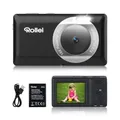 Rollei Compactline Pocket Digitalkamera Schwarz, 50MP 2,7K Fotokamera mit 16-Facher Digital Zoom Tragbare Fotoapparat mit 2.4" Display Leichte Kompaktkamera für Kinder Teenager Student Anfänger