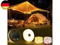 Camping Lichterkette Aufrollbar, Tragbare 3 in 1 Lichterkette Außen Solar &amp; 