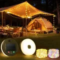 Camping Lichterkette Aufrollbar, Tragbare 3 Warmweiß & RGB, Solar & Usb Laden 